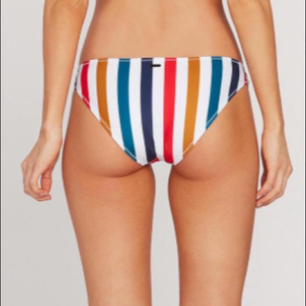 Volcom Draw The Line Rainbow Striped Hipster Bikini Bottoms Size Small - Picture 3 of 9